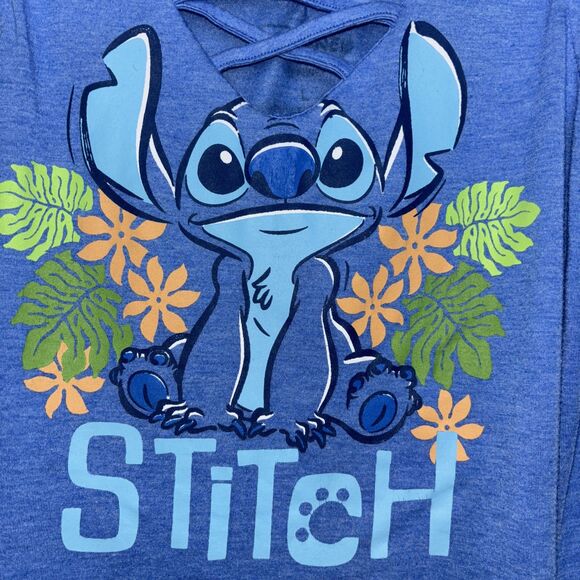 Disney Large ‘Stitch’ Lilo & Stitch Womens Blue Tank Top Large Criss Cross Front - Picture 3 of 6